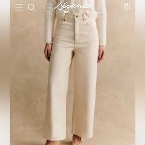 Sezane Cream Wide Leg Jeans
